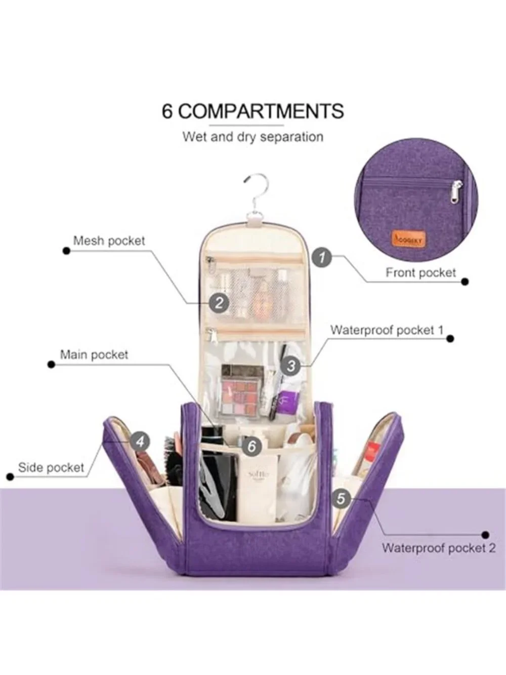 Travel Toiletry Bag Hanging Organizer Waterproof Cosmetic Makeup Bag Large Case